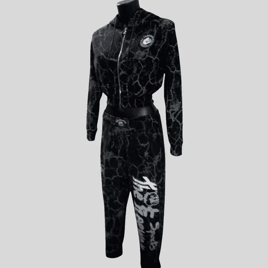 Damenanzug Marmorierter Schwarz Art.7870 - XS / Marmorierter Schwarz - Completo tuta sportiva